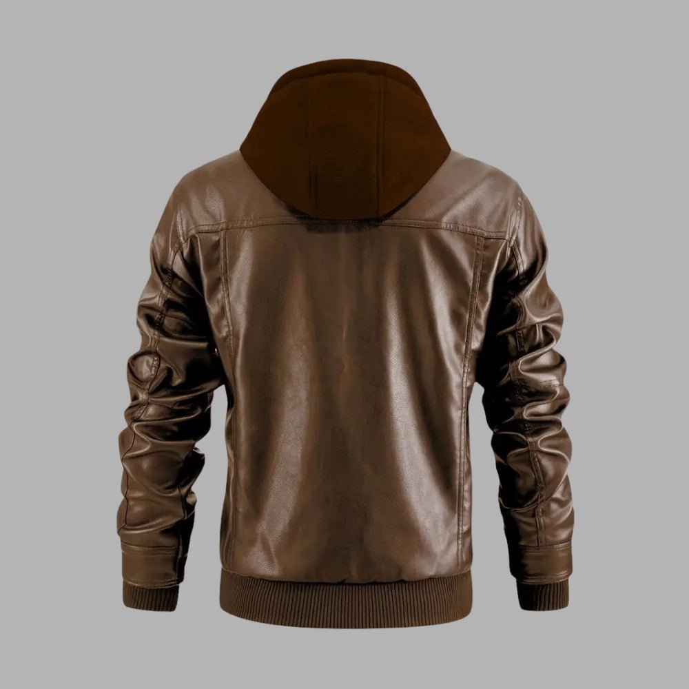 Retro Hooded Biker Jacket - Men's Leather Jacket - Wild Eye Vision