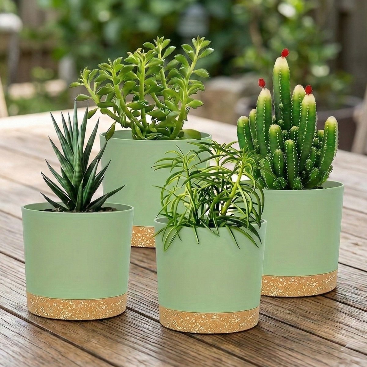 Set of 4 Modern Flower Pots with Drainage - Flowerpot - Wild Eye Vision