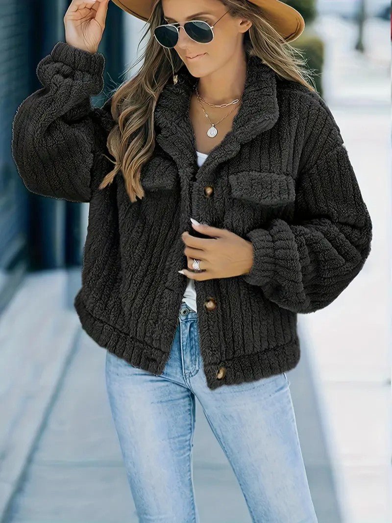 Soft Faux Fur Button Trucker Jacket - Women's Winter Jacket - Wild Eye Vision