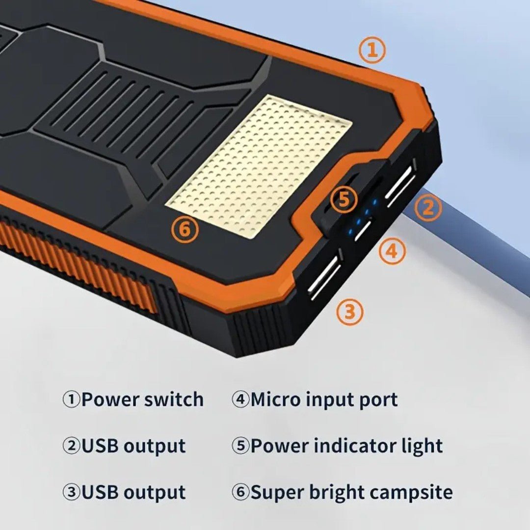 SolMate – 20,000mAh Solar Power Bank with Dual USB & LED Light - Solar Power Bank - Wild Eye Vision