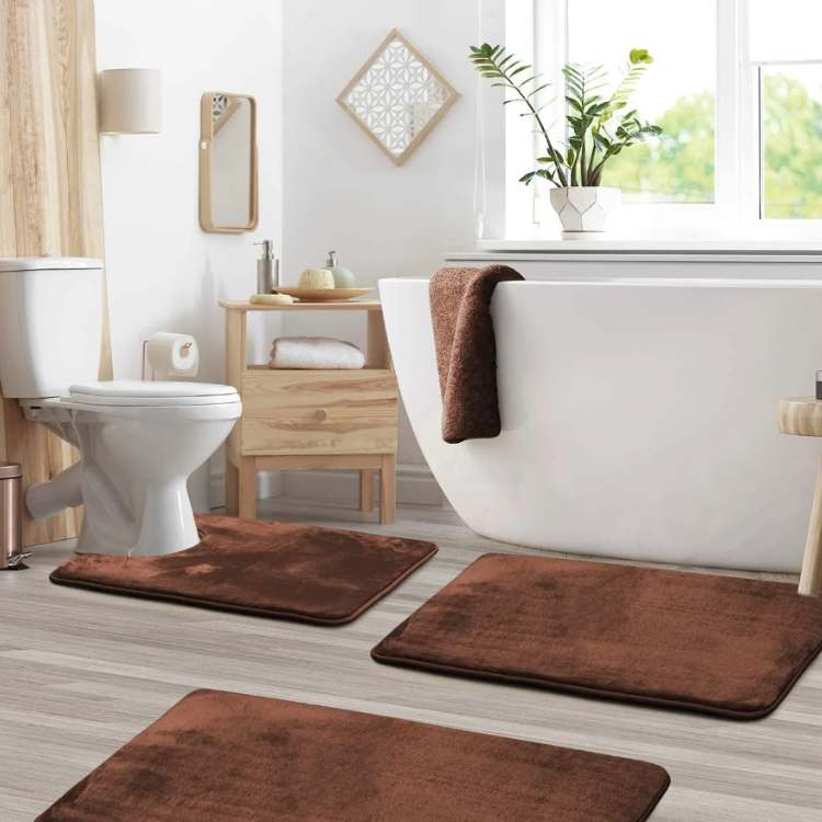 VelvetLuxe 3 - Piece Foam Bath Mat Set - Bath Mat Set - Wild Eye Vision