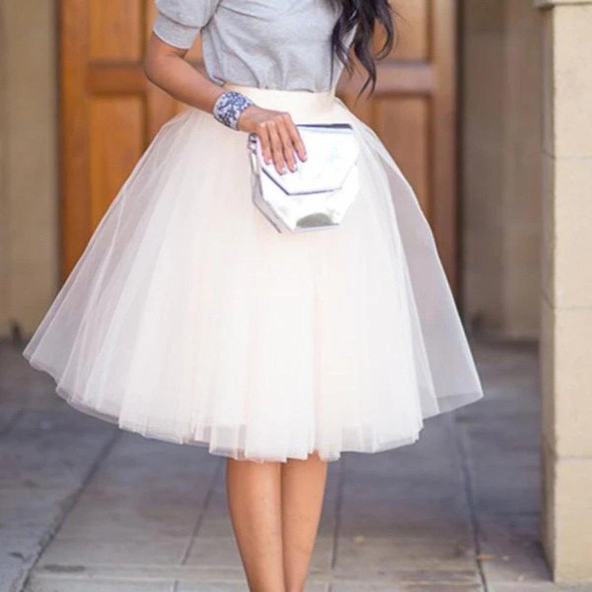 White Voluminous Tulle Midi Skirt - Skirt - Wild Eye Vision