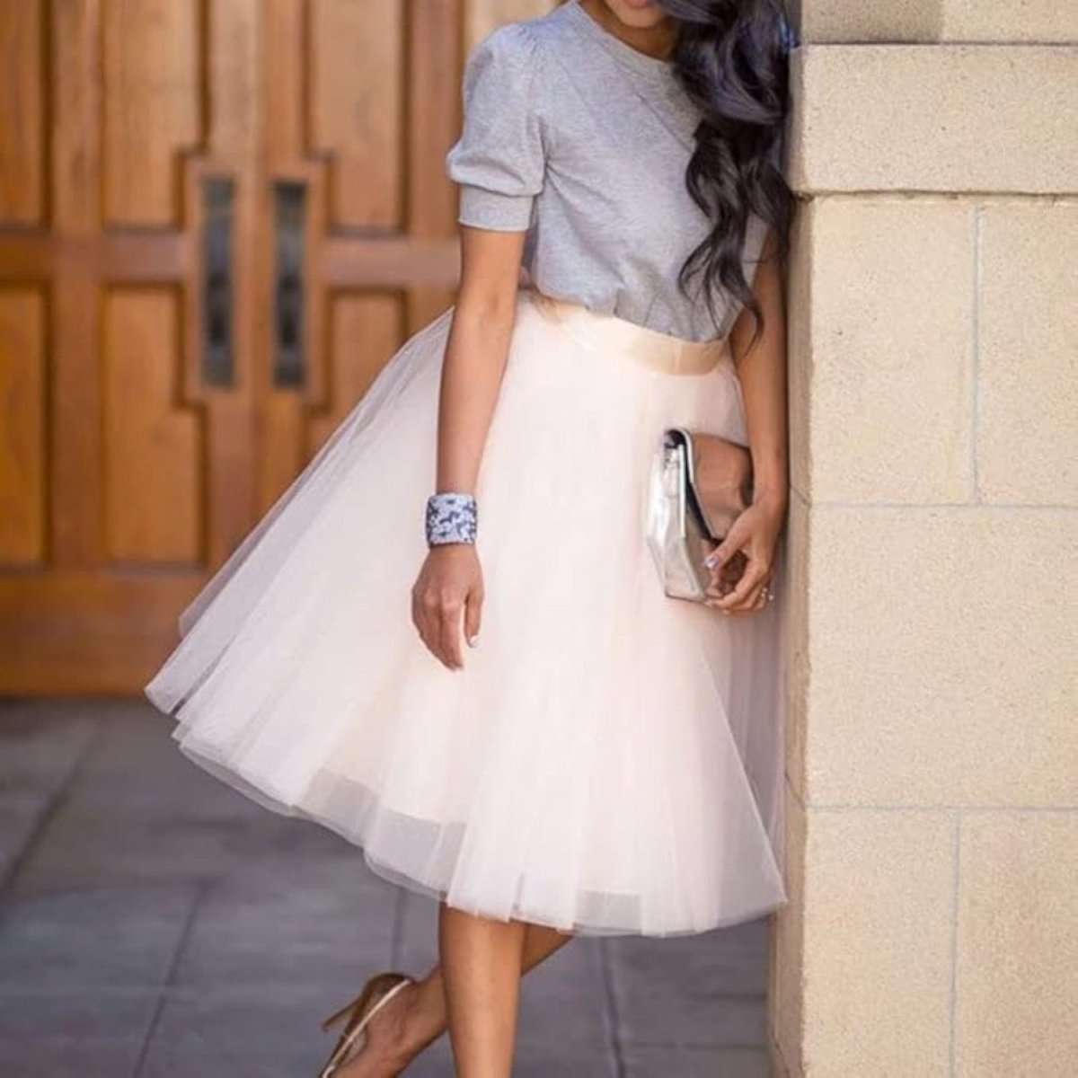 White Voluminous Tulle Midi Skirt - Skirt - Wild Eye Vision