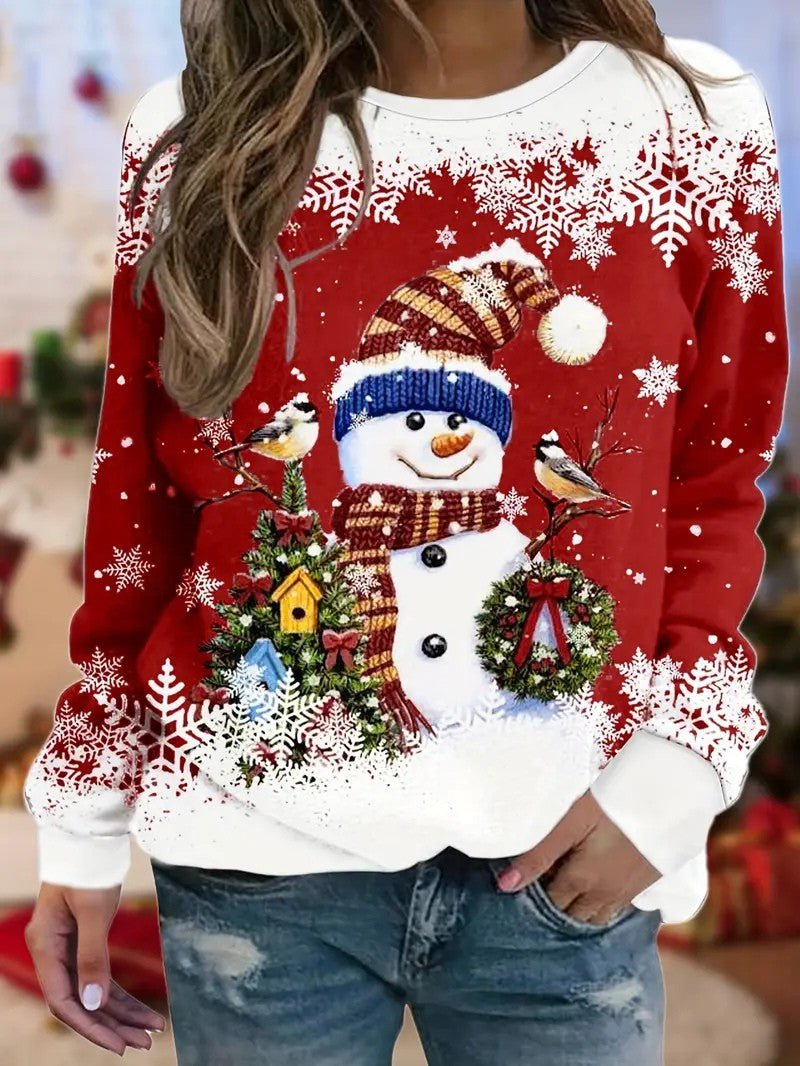 Women’s Christmas Snowman Crew Neck Sweatshirt - Ladies Christmas Jumpers - Wild Eye Vision