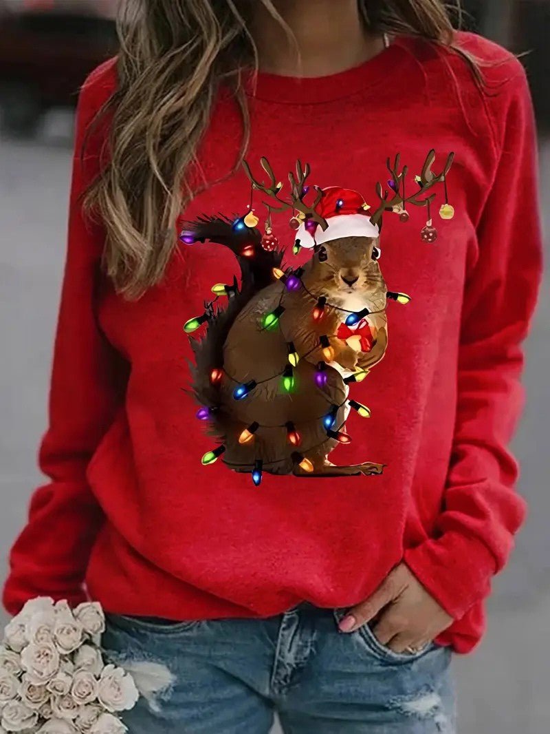 Women’s Christmas Squirrel Print Top - Ladies Christmas Jumpers - Wild Eye Vision
