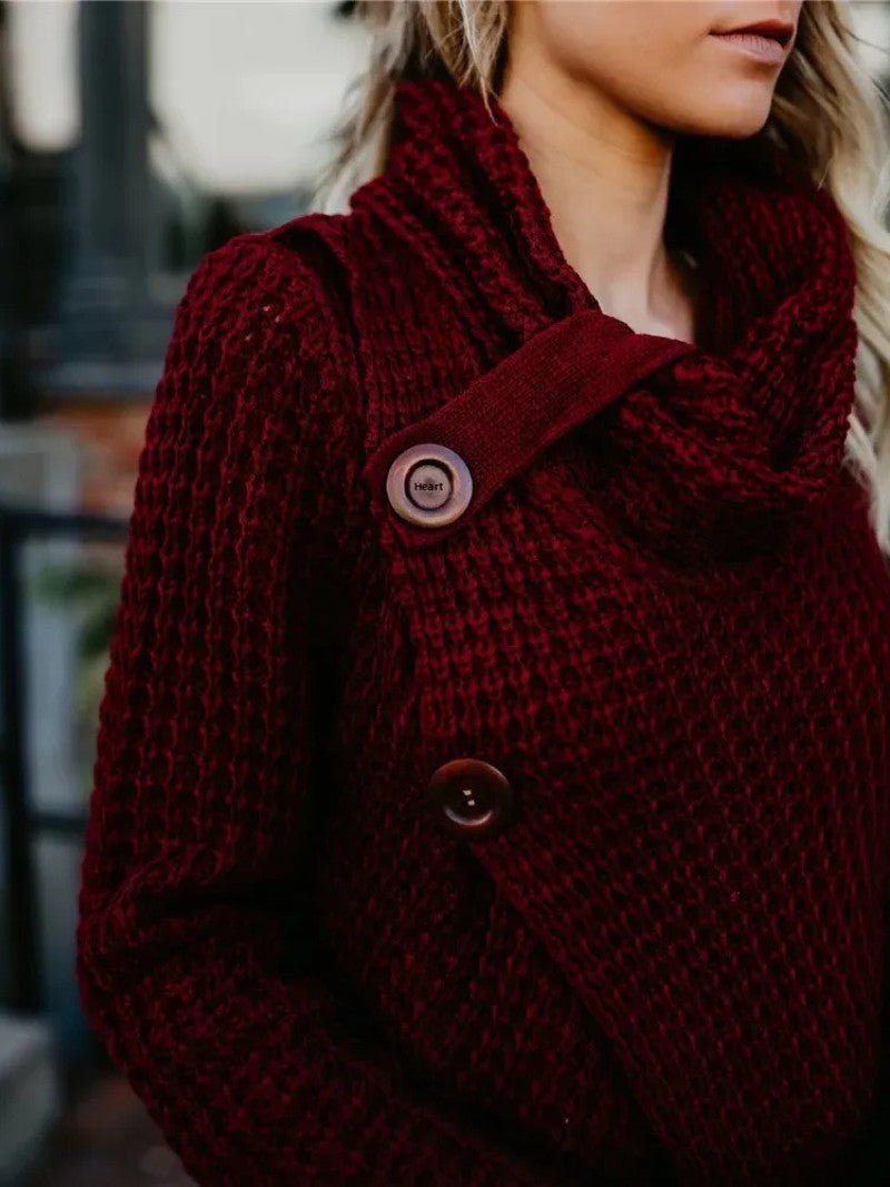 Women's Cowl Neck Textured Cardigan - Women Knit Cardigan - Wild Eye Vision