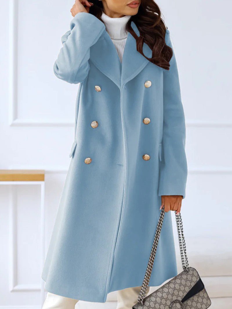 Women's Double Breasted Long Coat - Women's Coat - Wild Eye Vision