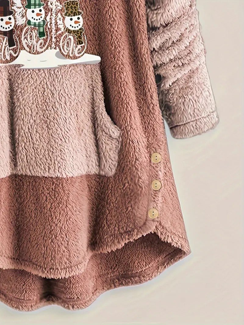 Women’s Fleece Snowman Hooded Sweatshirt - Ladies Christmas Jumpers - Wild Eye Vision