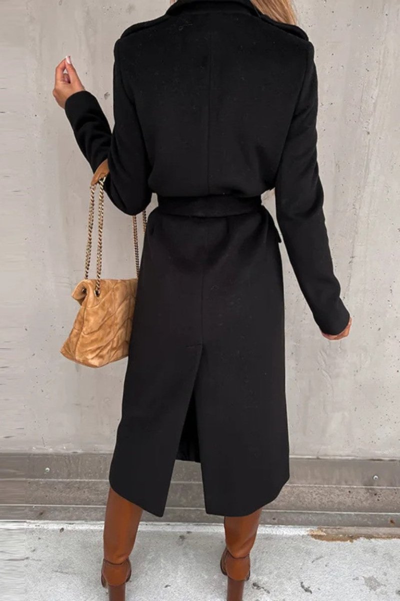 Women’s Formal Longline Coat with Waist Belt - Trench Coat - Wild Eye Vision
