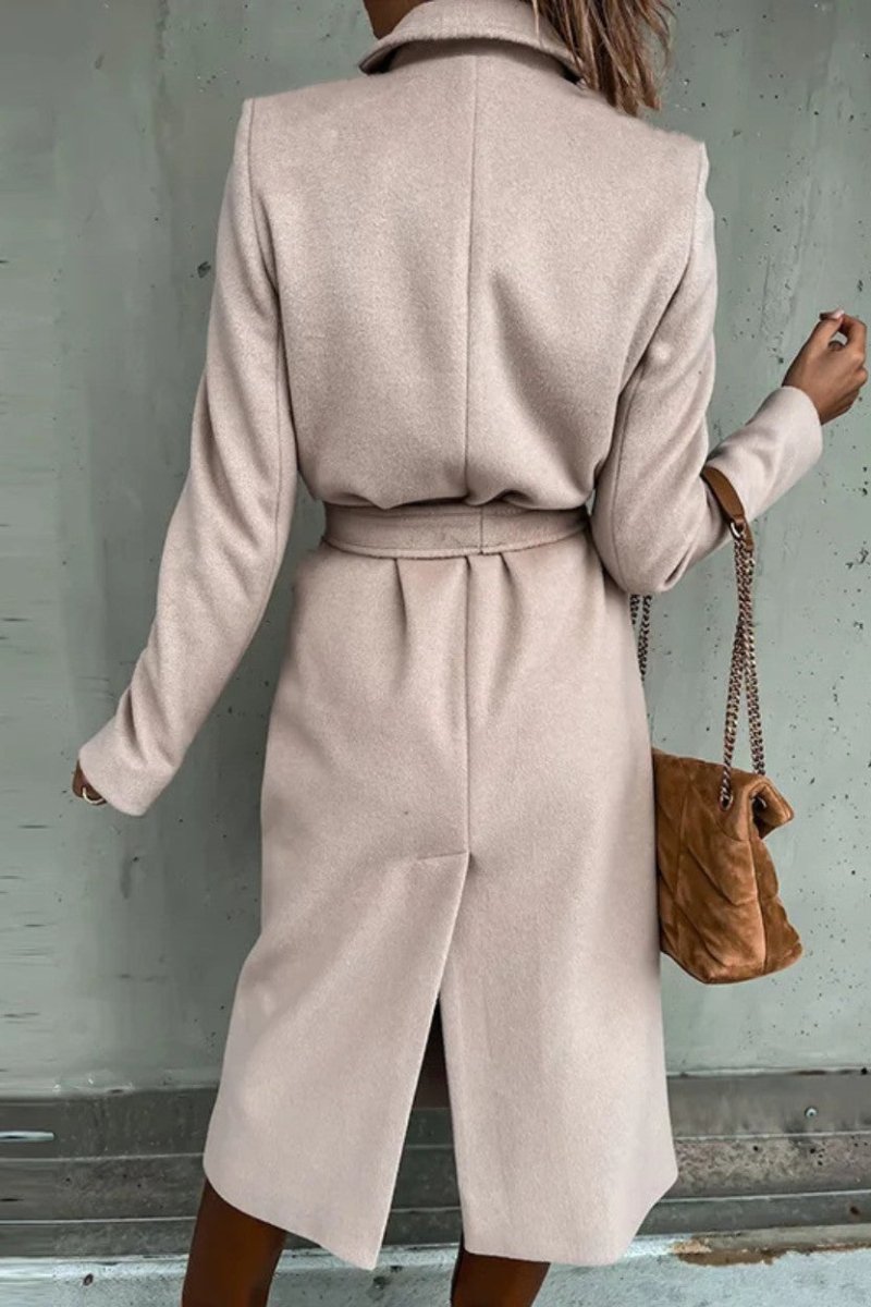 Women’s Formal Longline Coat with Waist Belt - Trench Coat - Wild Eye Vision