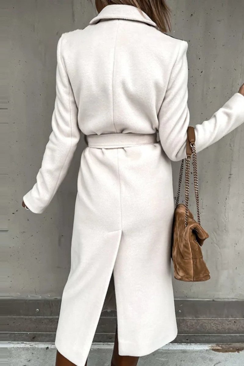 Women’s Formal Longline Coat with Waist Belt - Trench Coat - Wild Eye Vision