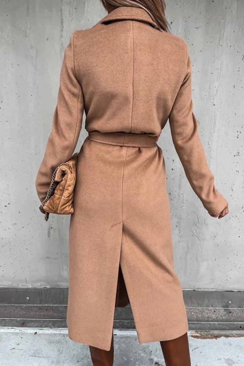 Women’s Formal Longline Coat with Waist Belt - Trench Coat - Wild Eye Vision