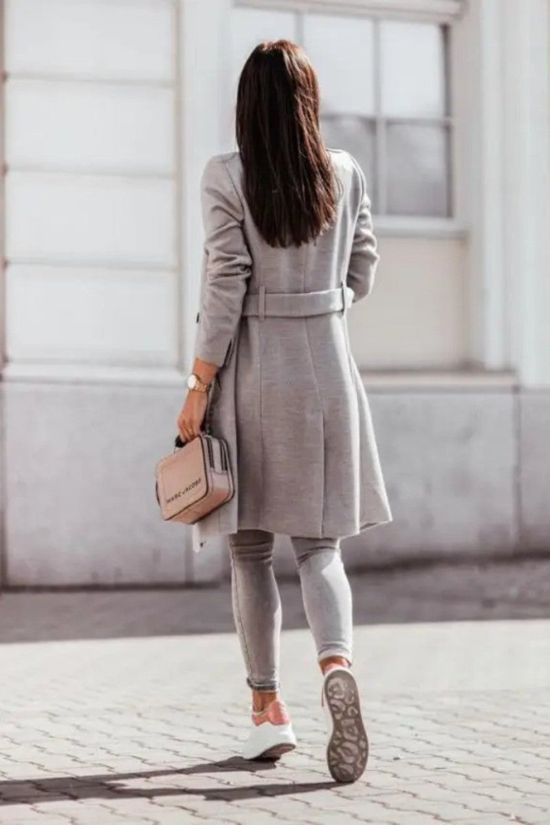 Women's Formal Winter Coat with Waist Tie - Trench Coat - Wild Eye Vision