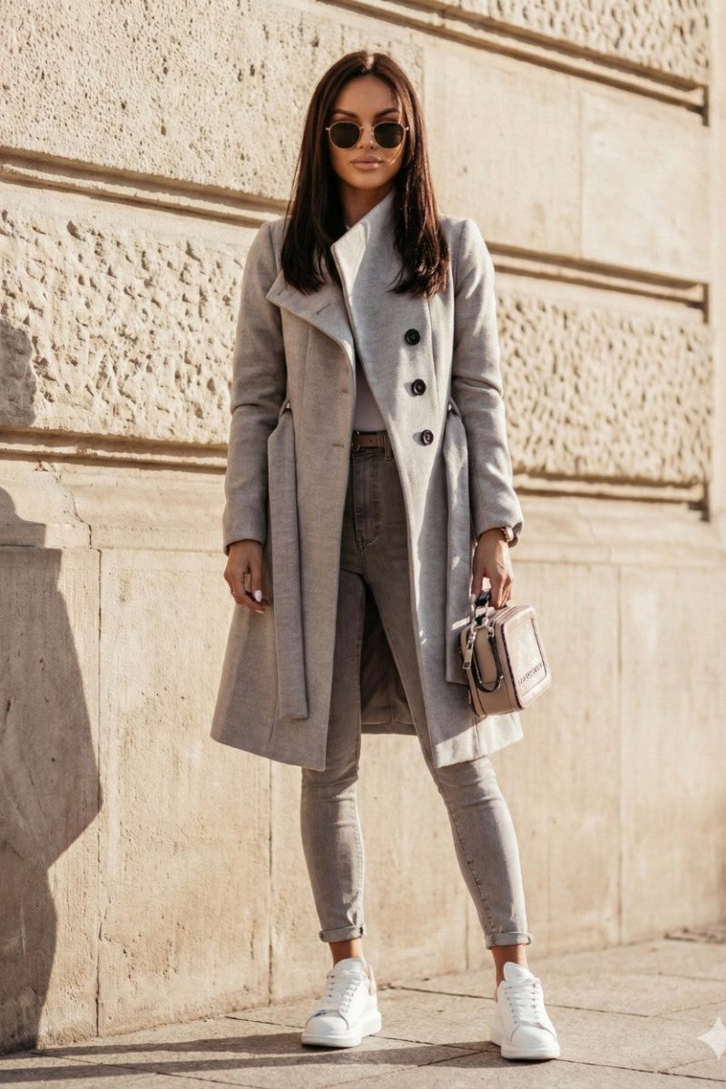 Women's Formal Winter Coat with Waist Tie - Trench Coat - Wild Eye Vision