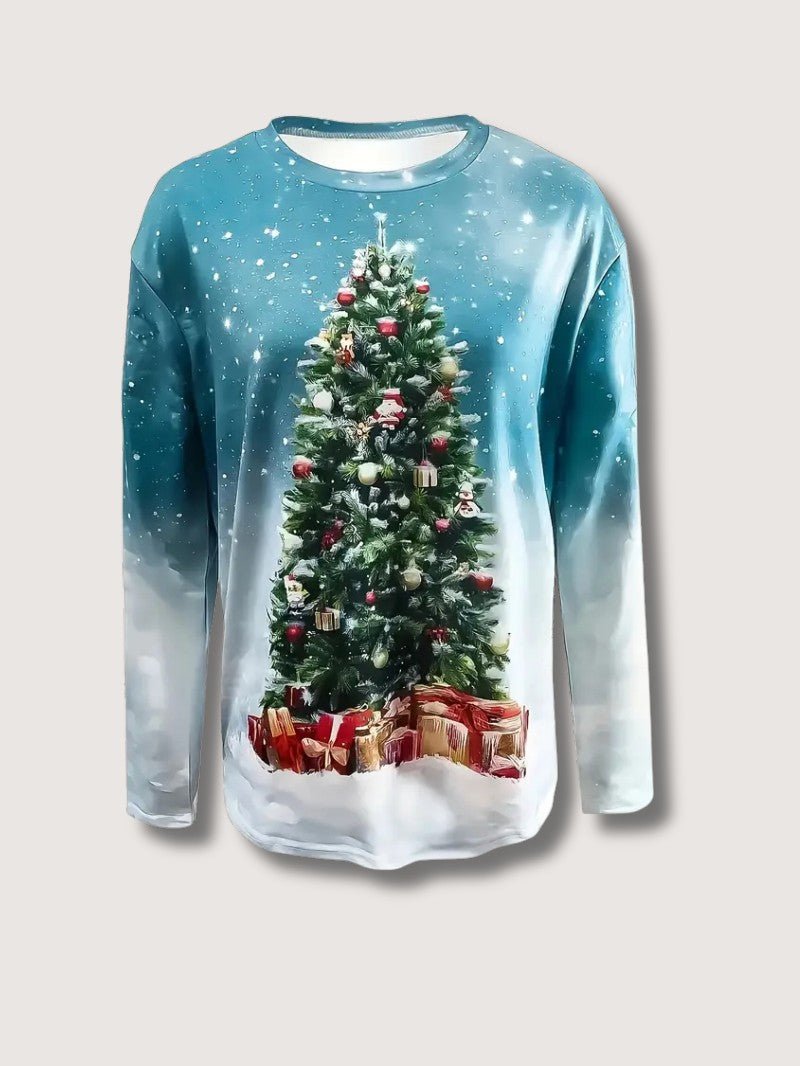 Women’s Glitter Christmas Tree Print Sweatshirt - Ladies Christmas Jumpers - Wild Eye Vision