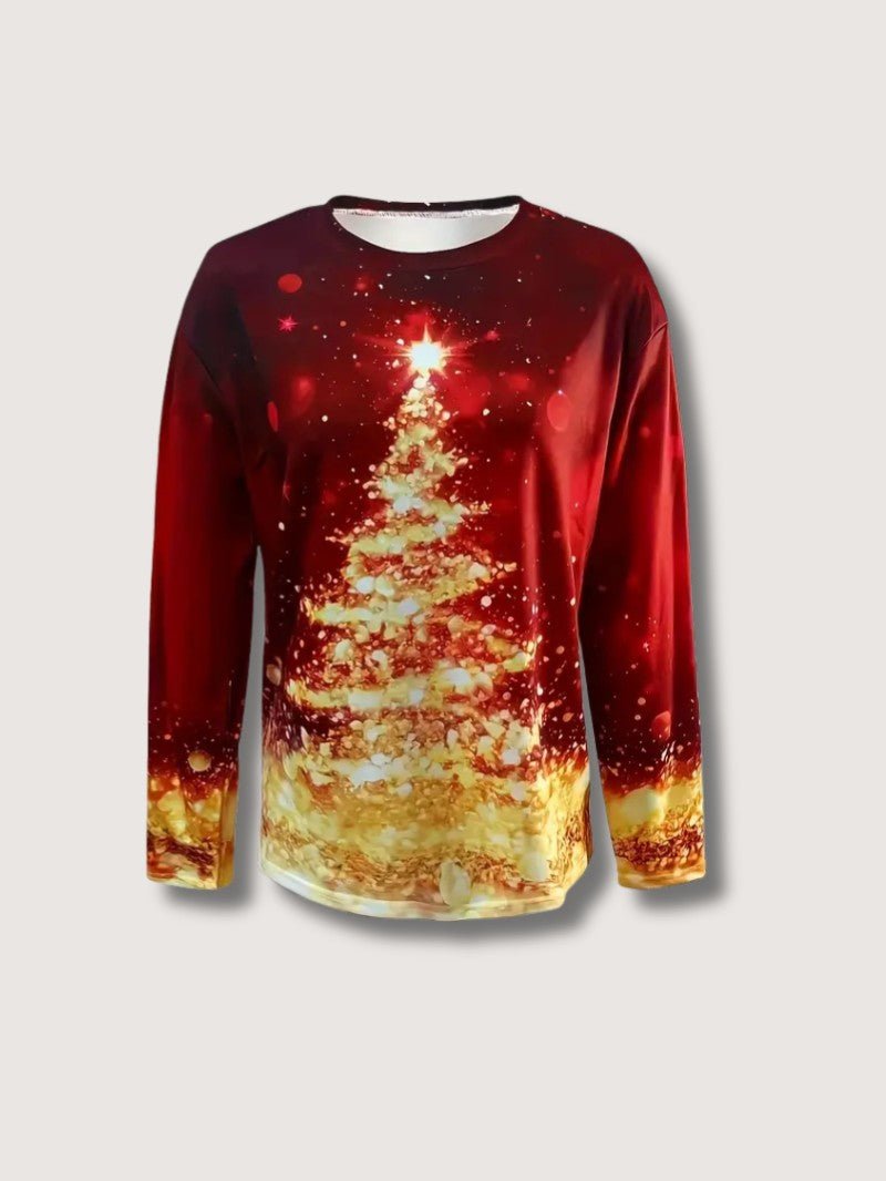 Women’s Glitter Christmas Tree Print Sweatshirt - Ladies Christmas Jumpers - Wild Eye Vision