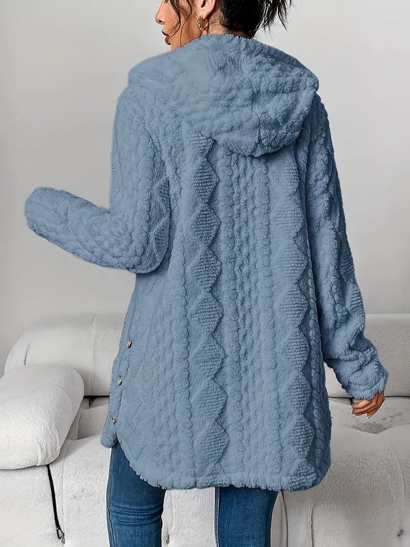 Women's Hooded Plush Cardigan Coat - Women's Coat - Wild Eye Vision