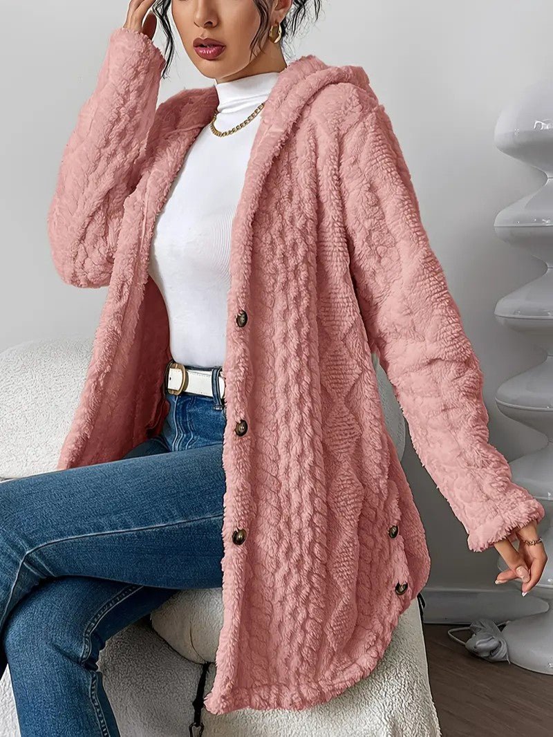 Women's Hooded Plush Cardigan Coat - Women's Coat - Wild Eye Vision