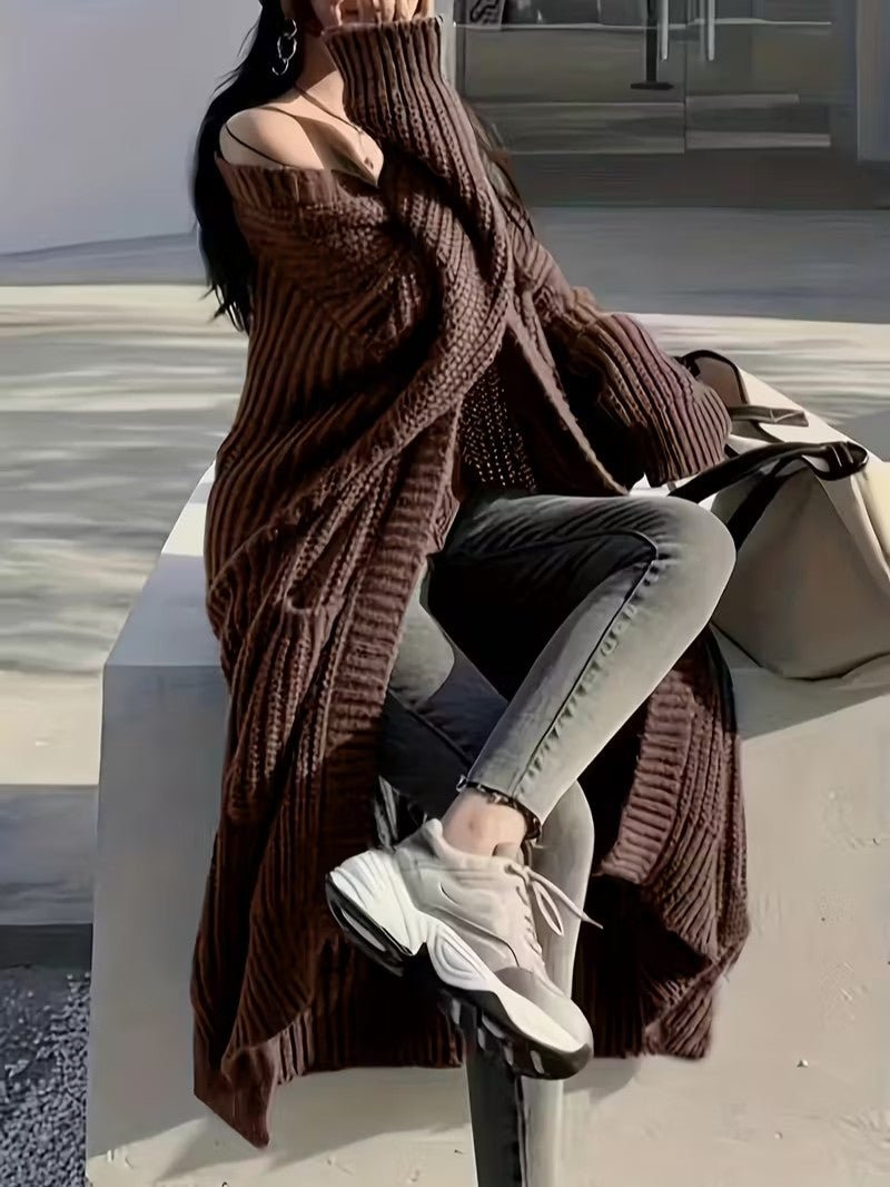 Women's Long Open Front Cardigan - Women Knit Cardigan - Wild Eye Vision