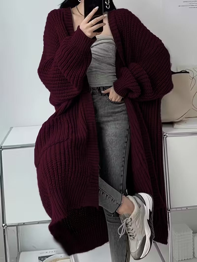 Women's Long Open Front Cardigan - Women Knit Cardigan - Wild Eye Vision