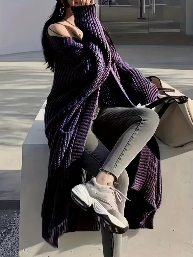 Women's Long Open Front Cardigan - Women Knit Cardigan - Wild Eye Vision