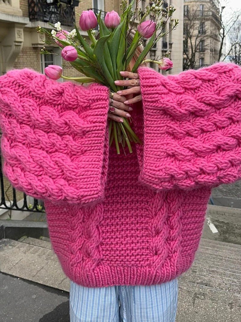 Women's Oversized Cable Knit Jumper Dress - Women Knitted Jumper - Wild Eye Vision