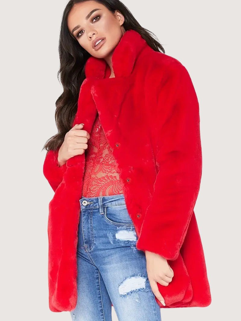 Women's Plush Button Winter Coat - Women's Coat - Wild Eye Vision