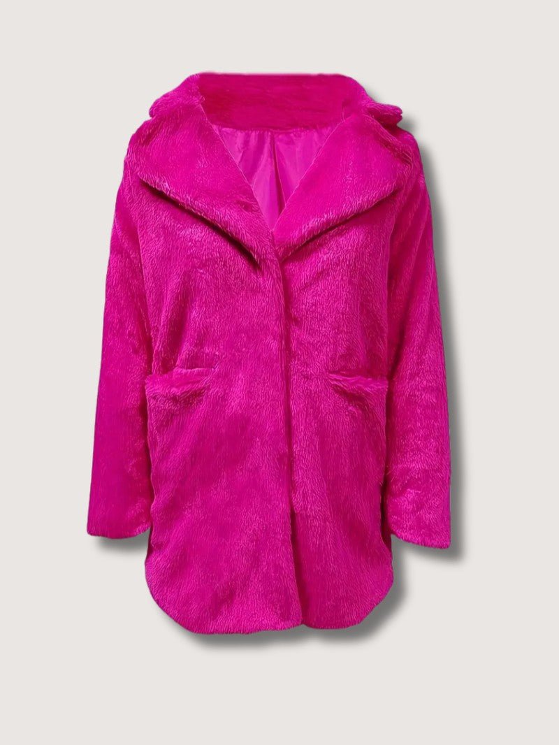 Women's Plush Button Winter Coat - Women's Coat - Wild Eye Vision