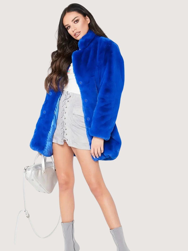 Women's Plush Button Winter Coat - Women's Coat - Wild Eye Vision