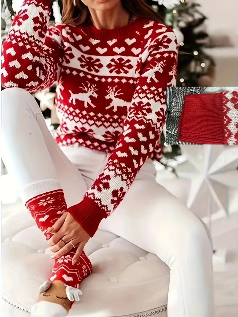 Women’s Red Reindeer Christmas Sweater - Ladies Christmas Jumpers - Wild Eye Vision
