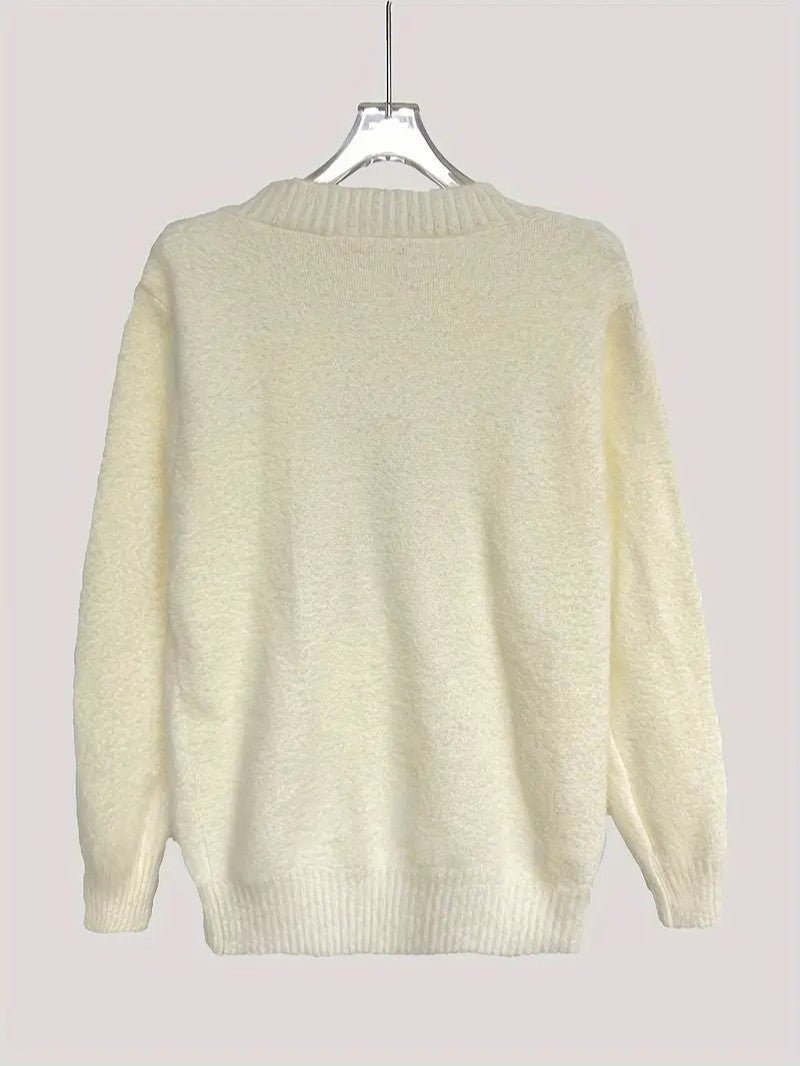 Women’s Reindeer Embroidered Half - Turtleneck Sweater - Ladies Christmas Jumpers - Wild Eye Vision