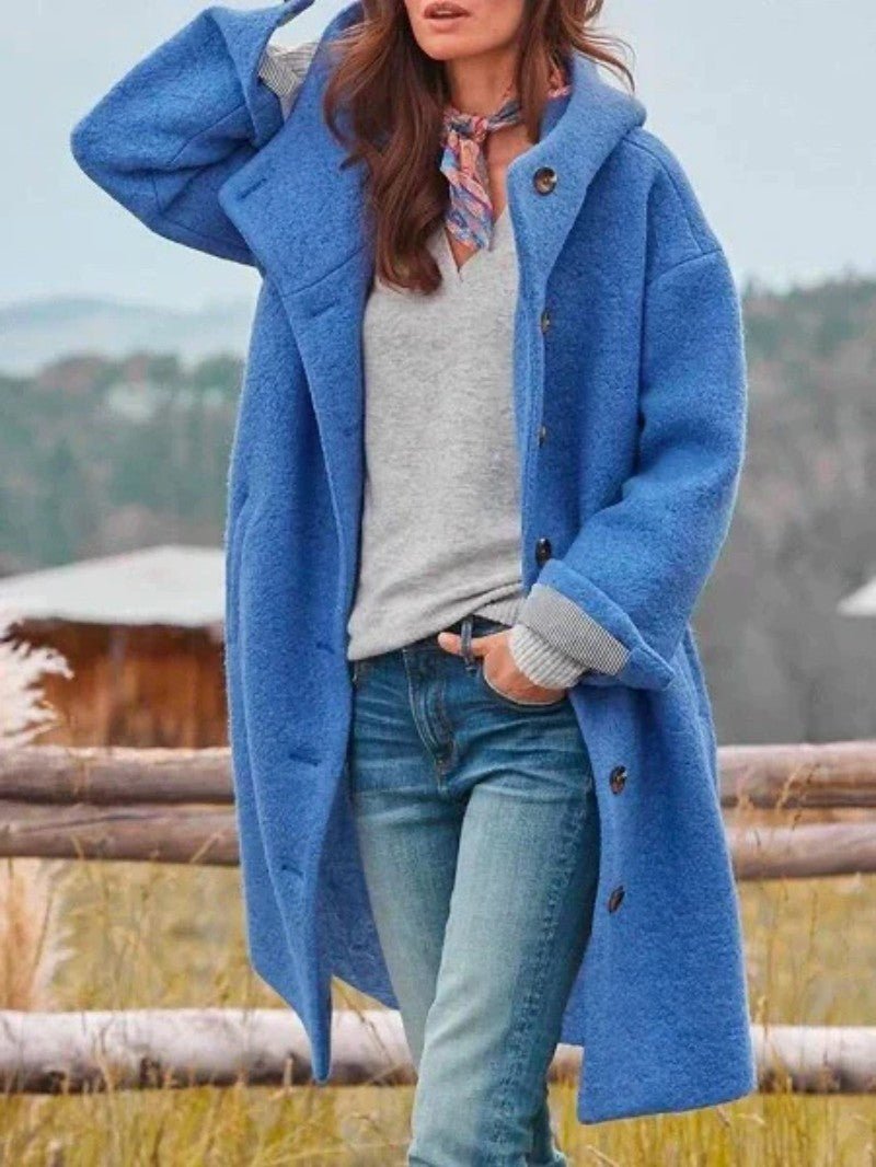 Women's Relaxed Wool Blend Coat with Hood - Women's Coat - Wild Eye Vision