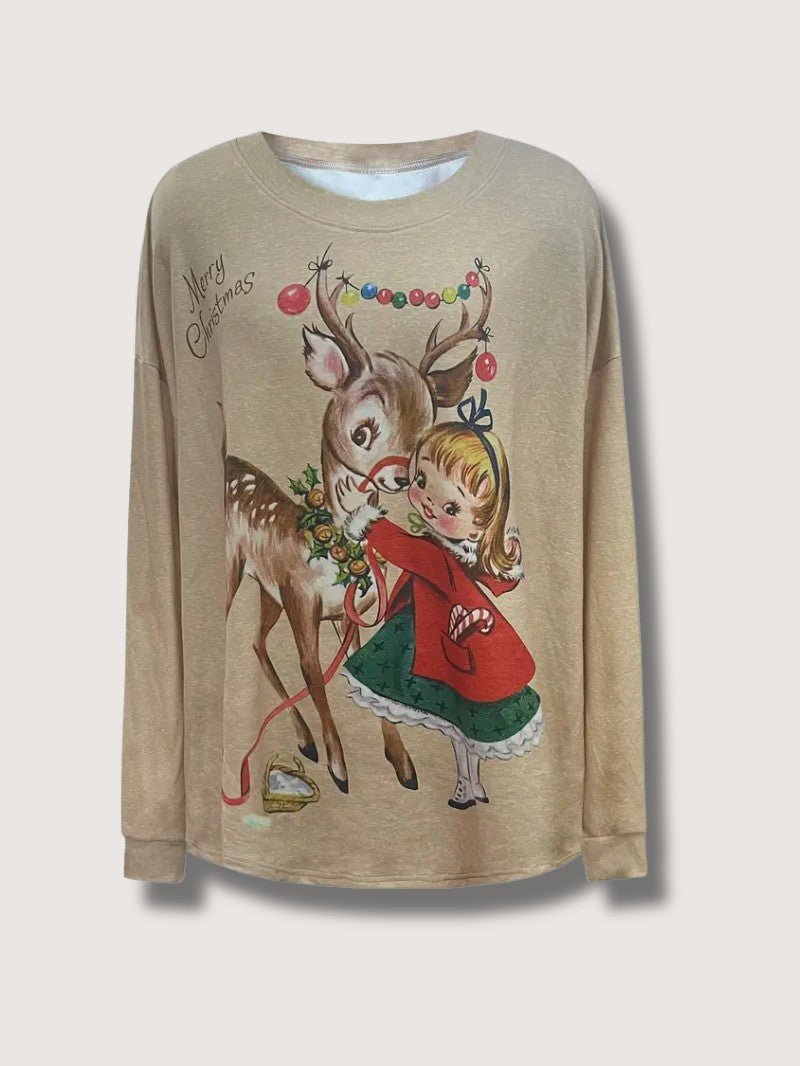 Women’s Vintage Reindeer Christmas Sweatshirt - Ladies Christmas Jumpers - Wild Eye Vision
