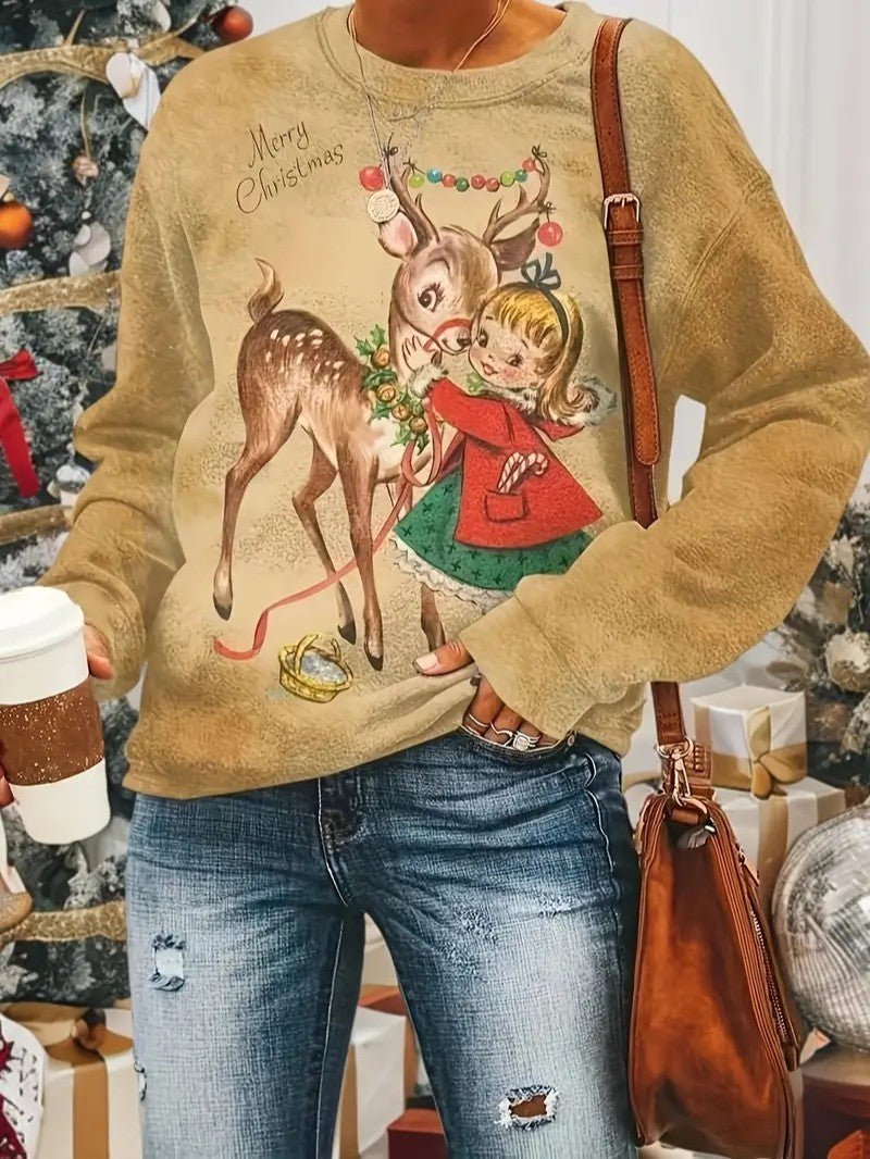 Women’s Vintage Reindeer Christmas Sweatshirt - Ladies Christmas Jumpers - Wild Eye Vision