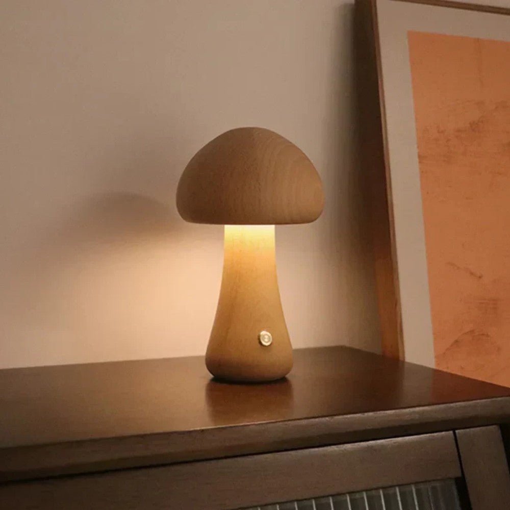 Wooden Mushroom Touch Lamp - Table Lamp - Wild Eye Vision