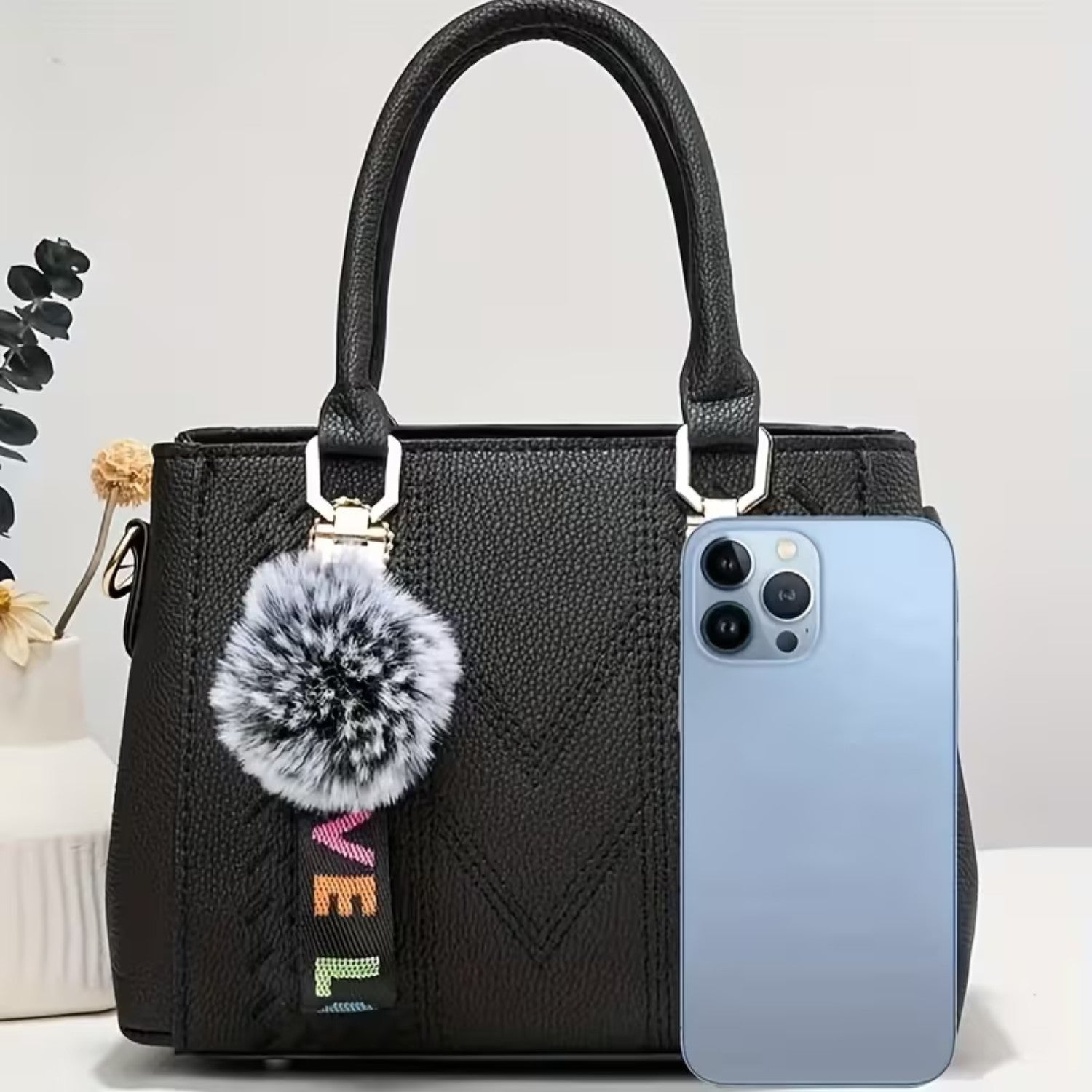 Quilted Faux Leather Shoulder Handbag