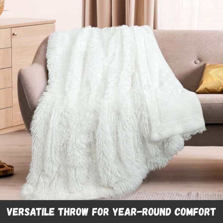 Fuzzy Faux Fur Throw Blanket