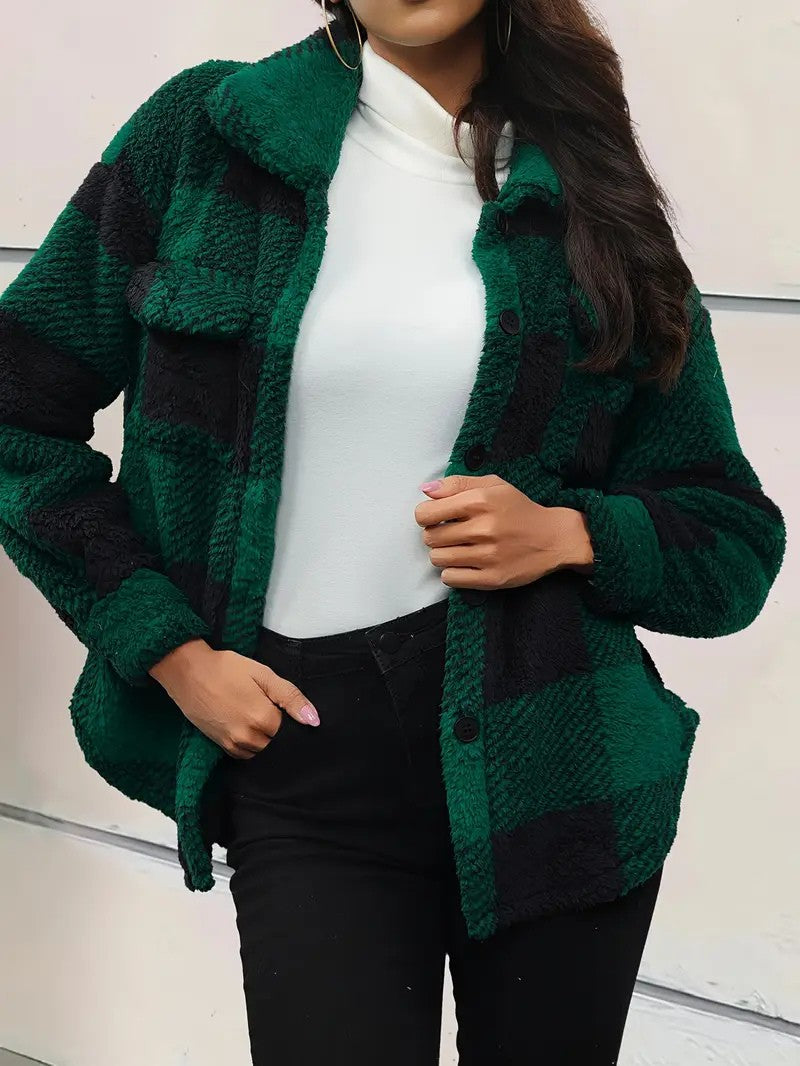 Plush Checkered Winter Jacket