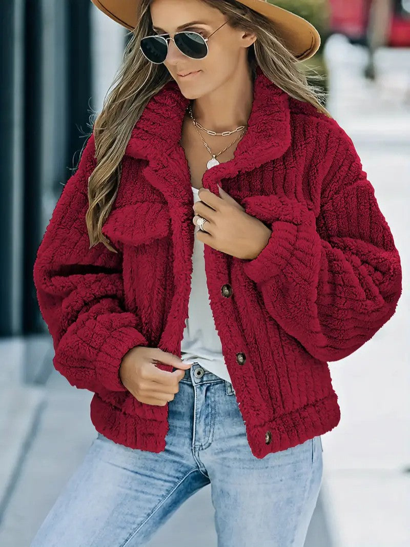 Soft Faux Fur Button Trucker Jacket