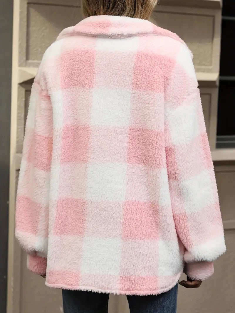 Plush Checkered Winter Jacket