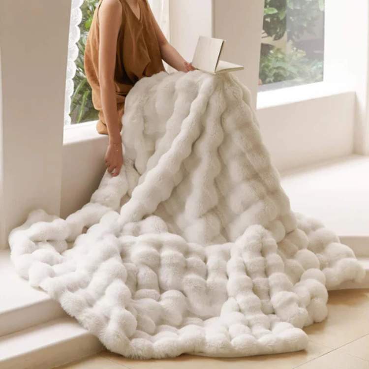 PlushHaven Faux Fur Weighted Blanket