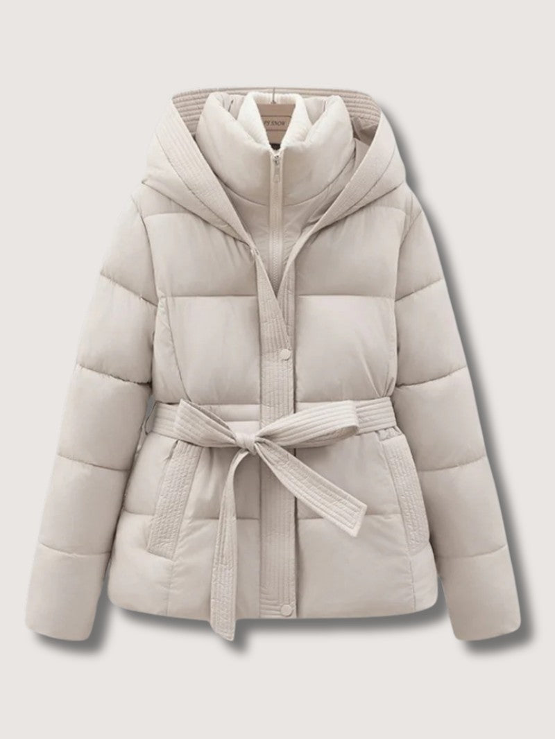 Women's Hooded Belted Puffer Jacket