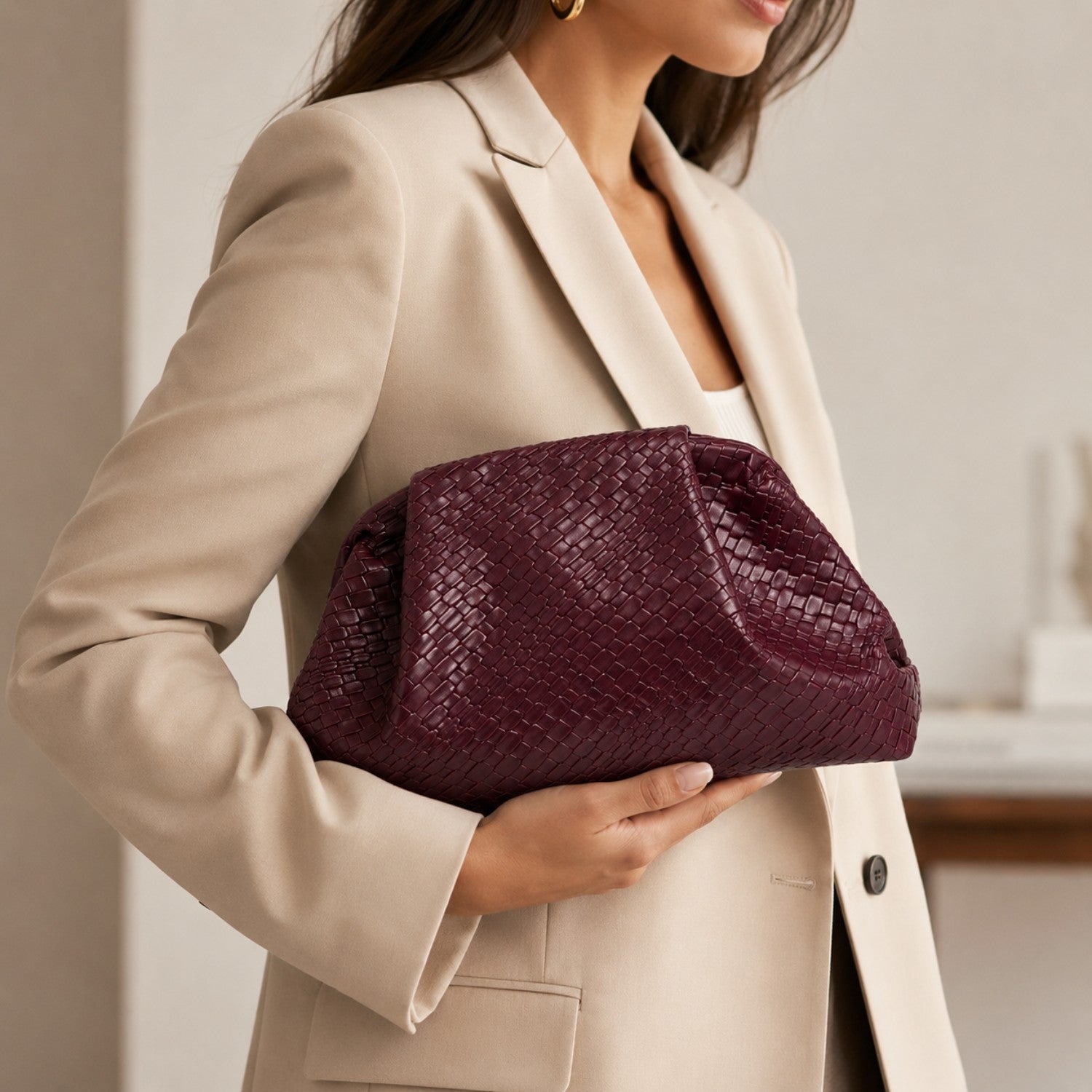 Vintage Woven Oversized Clutch Bag