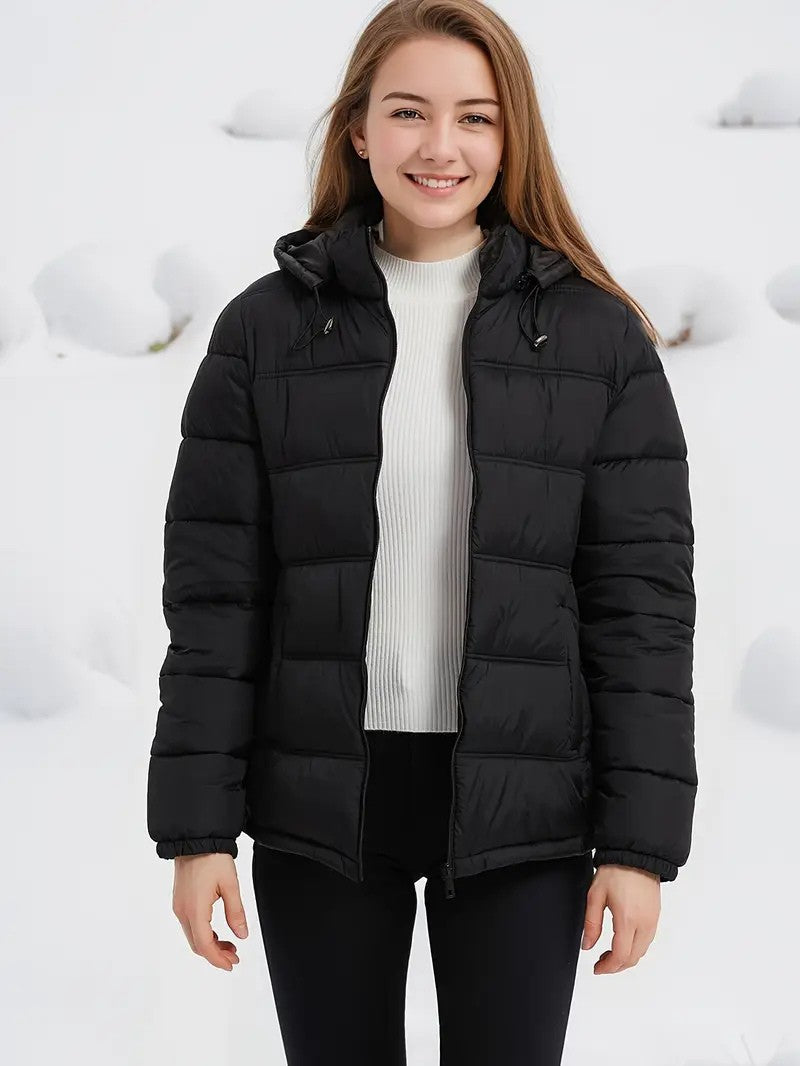 Hooded Puffer Jacket with Pockets
