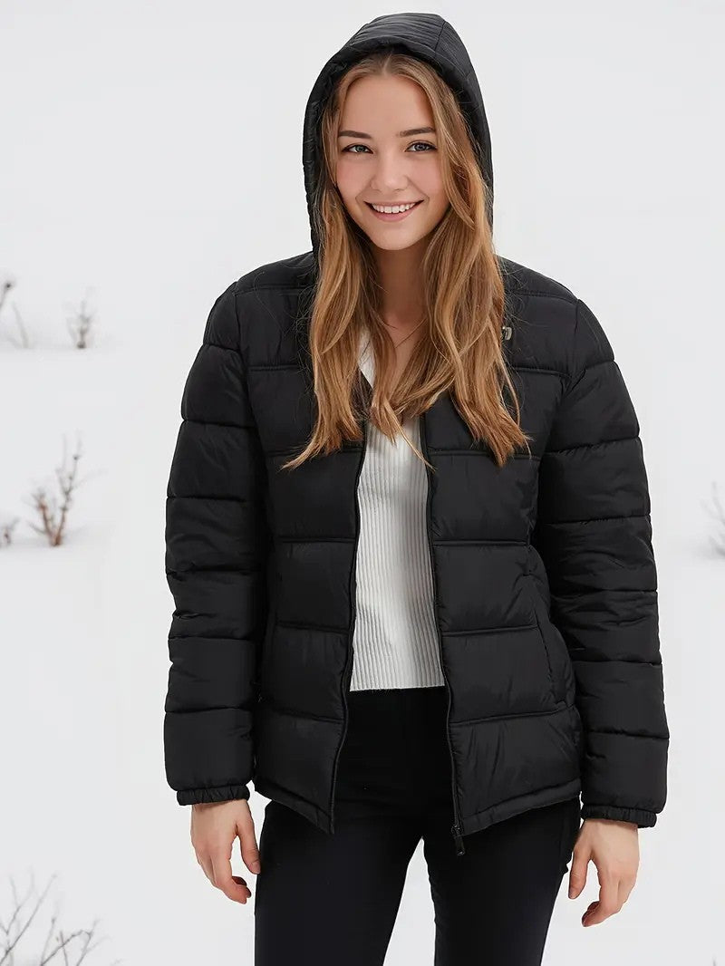 Hooded Puffer Jacket with Pockets