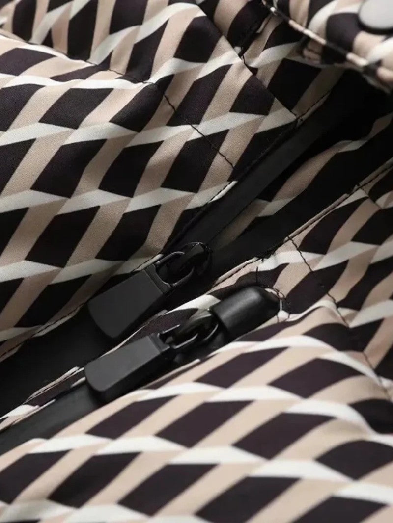 Women's Geometric Belted Puffer Jacket