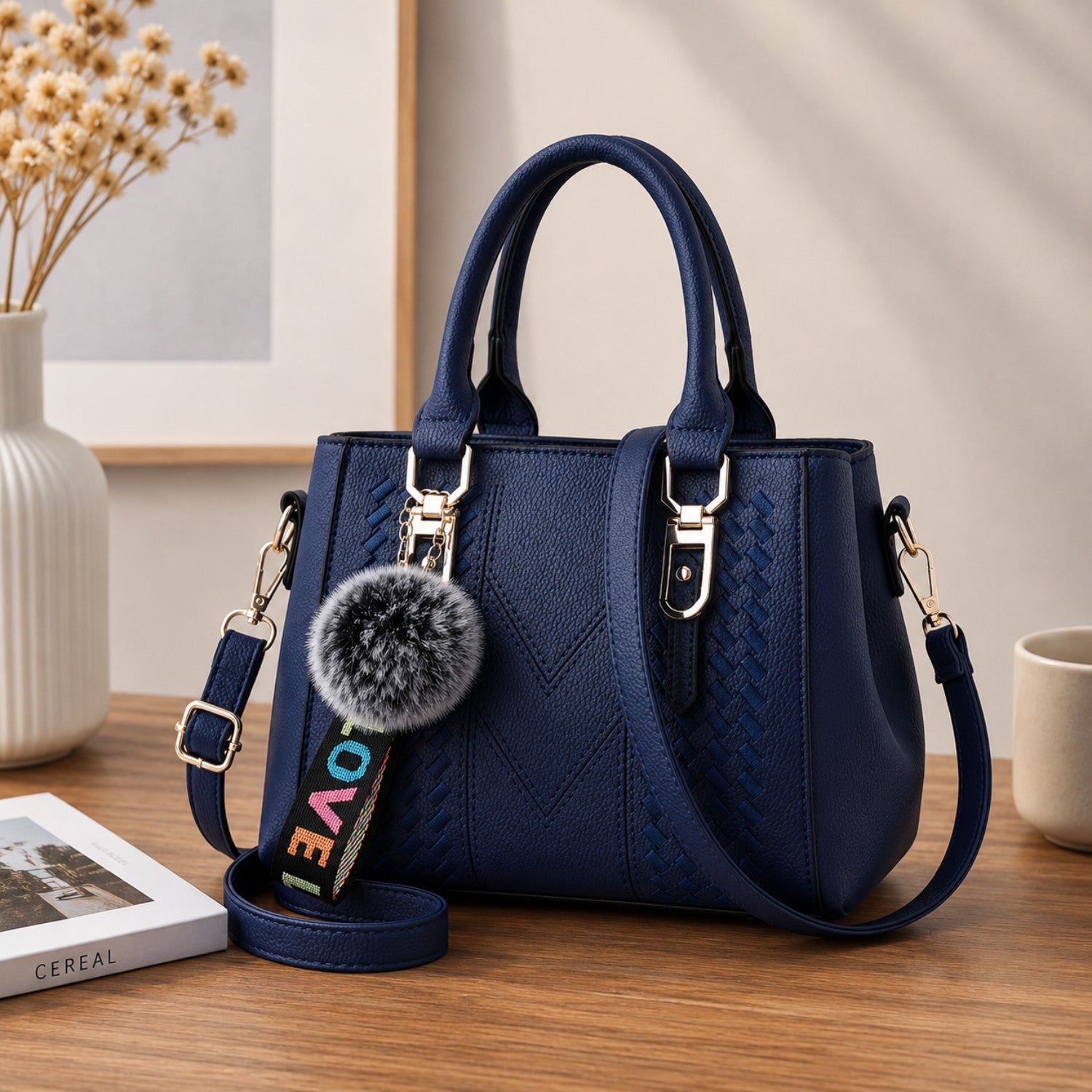 Quilted Faux Leather Shoulder Handbag