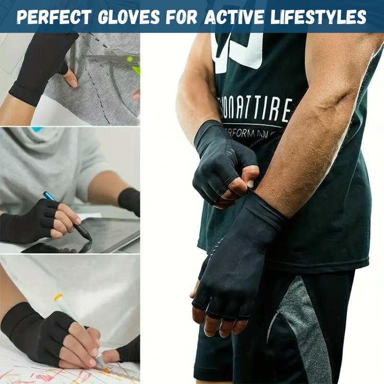 Copper Fiber Stress Relief Fingerless Gloves