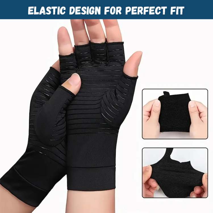 Copper Fiber Stress Relief Fingerless Gloves