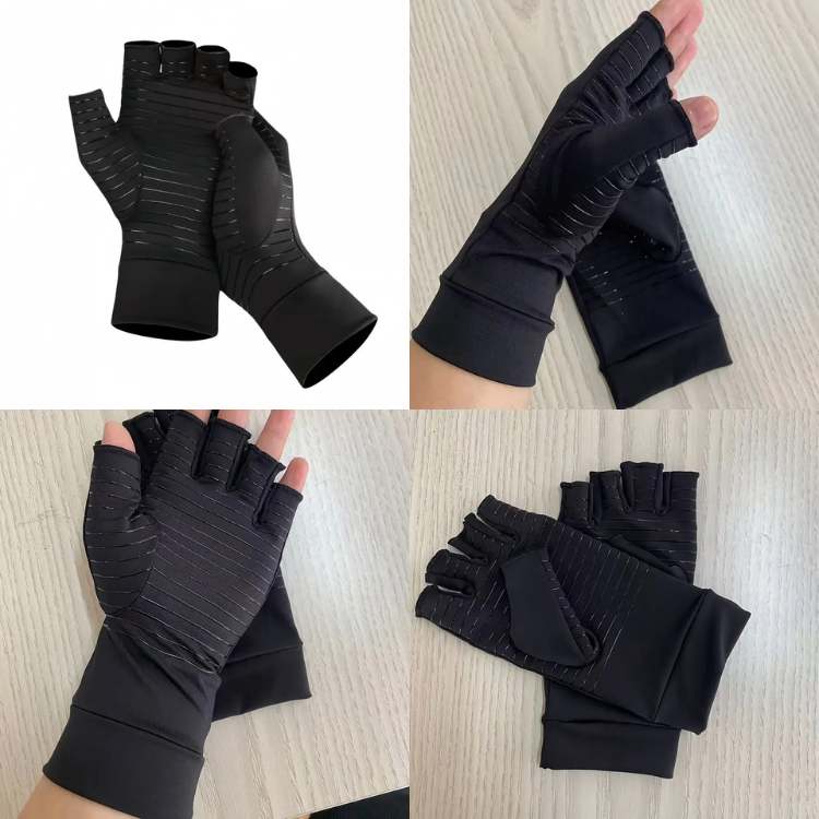 Copper Fiber Stress Relief Fingerless Gloves